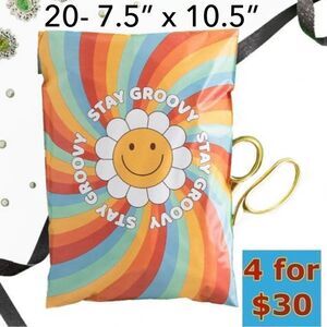 20 - 7.5” x 10.5” Stay Groovy Retro Print Poly Mailers